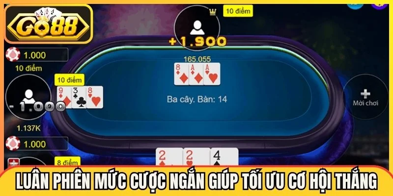 Luân phiên mức cược ngắn giúp tối ưu cơ hội thắng
